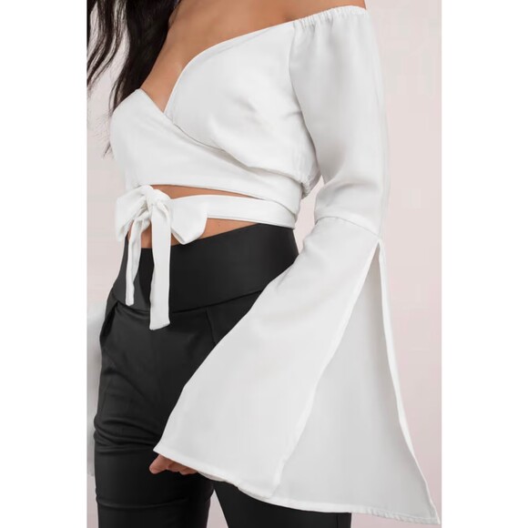 TOBI KNOCK IT CROP TOP - WHITE SIZE S - Picture 3 of 4